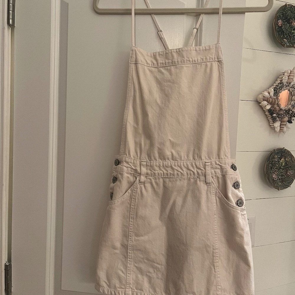 Free People white cotton mini overall dress